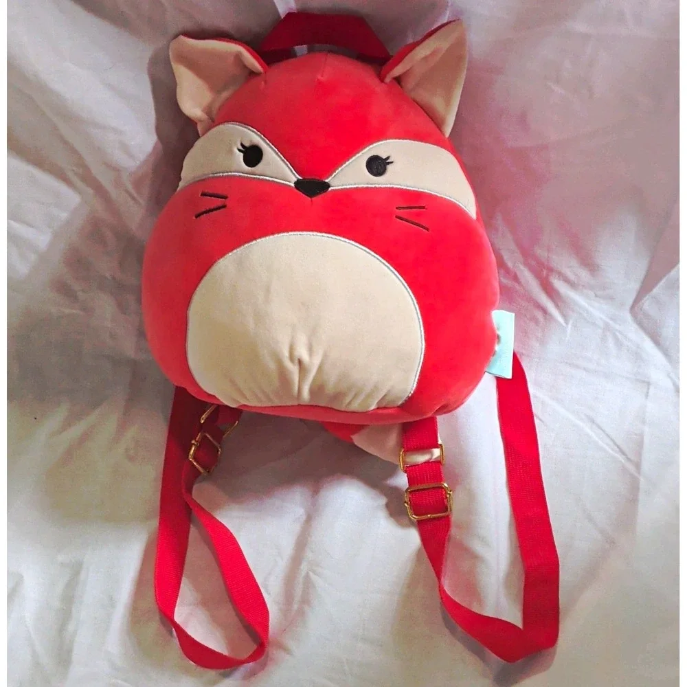Squishmallows Red & Cream Fox Plush Small Backpack w/ Adjustable Strap